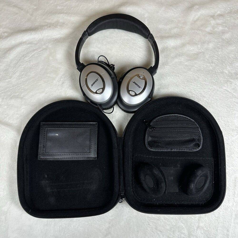 Bose QuietComfort Acoustic Noise Cancelling Headphones QC2 QC15 W/ Case Tested
